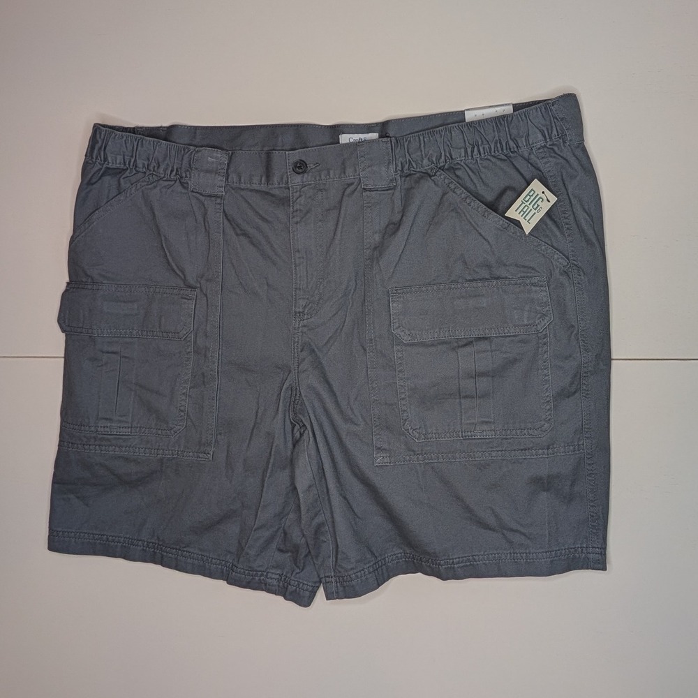 Croft & Barrow Mens Cargo Shorts‎ Size 50 Gray Casual Elastic Waist
